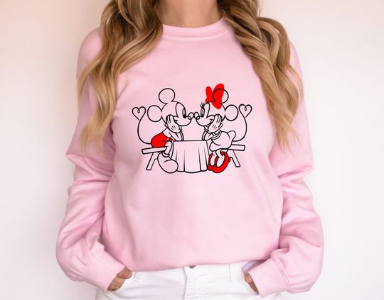 Valentine's Day Disney Sweatshirt, Disney Minnie Mickey Sweatshirt for Valentines Day, Valentines Day Sweatshirt