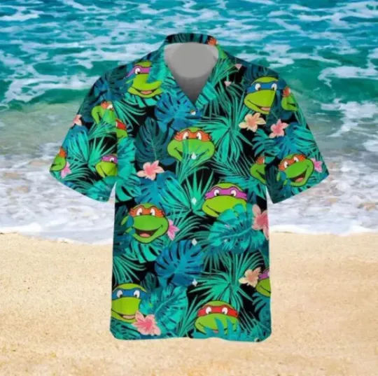 Ninja Turtles Hawaiian Shirt, Beach Aloha Shirt, Casual Shirt, Summer Gift For F