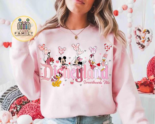 Sweethearts Nite Disneyland Sweatshirt, Disneyland Happy Valentine's Day Sweatshirt, Mickey And Friends Valentines Sweatshirt