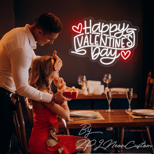 Happy Valentine's Day Neon Sign Neon Sign Valentines Romantic Led Neon Light Bedroom Home Wall Decor Party Decor Gift