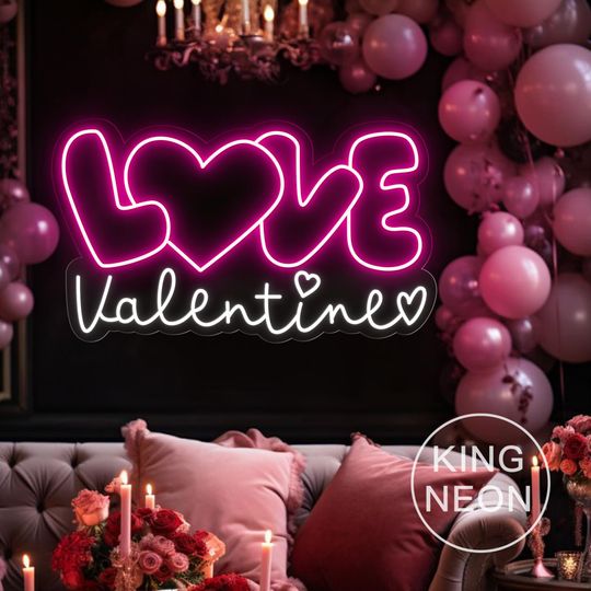 Love Valentine Neon Sign, Custom Valentine's Day Party LED Neon Light Wedding Bedroom Home Wall Decor Gift For Lover, Valentine's Day Gift