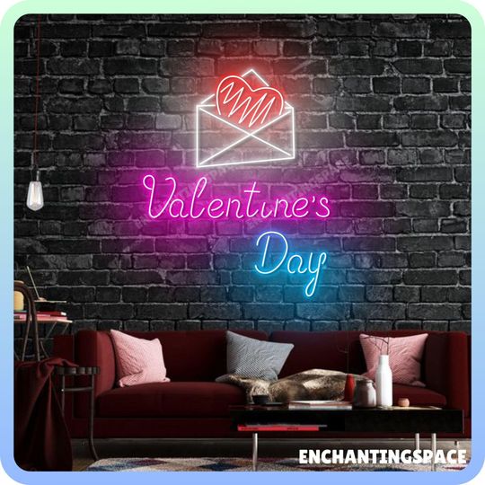 Valentine's Day Neon Sign, Valentine's Day Led Light Sign Wall Decor, Valentines Day Neon Light, Happy Valentine's Day Led Sign Wall Art