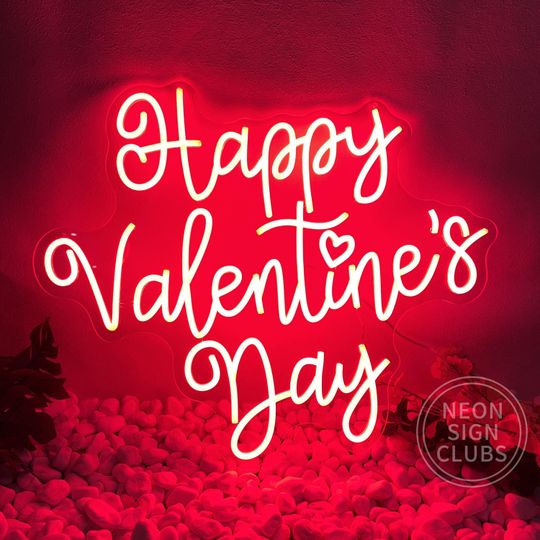 Happy Valentine's Day Neon Sign Custom Neon Light Valentine's Day Wall Art Bedroom Wall Decor Valentine's Party Decor Valentine's Day Gifts