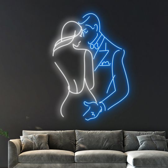 Couple Neon Sign, Line Lovers Led Sign, Custom Neon Sign, Lover Led Signs, Wall Decor, Best Gifts, Valentine Neon Sign, Wedding Neon Decor