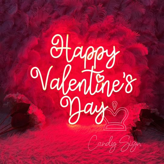 Happy Valentine's Day Neon Sign,Custom Neon Sign,Valentine's Day Wall Art,Home Bedroom Wall Decor,Wedding Party Decor,Valentine's Day Gifts