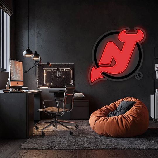 New Jersey Devils UV Printed Plexi Neon Sign , Football  Lovers Gift, Gift For Him