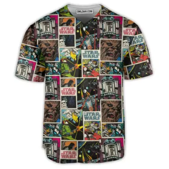 Starwars Print Comic Pattern - Baseball Jersey - Owl Ohh