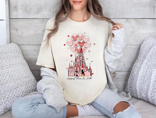 Happiest Place On Earth T-Shirt, Disney Valentine's Day T-Shirt, Disneyland Couple T-Shirt