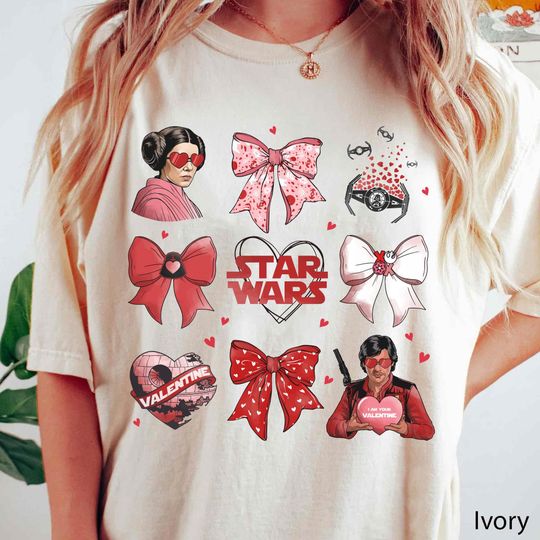 Star Wars Princess Leia and Han Solo T-Shirt, Vintage Valentine Coquette T-Shirt
