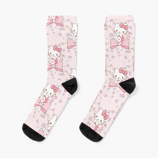 fluffy hello kitty with roses Socks