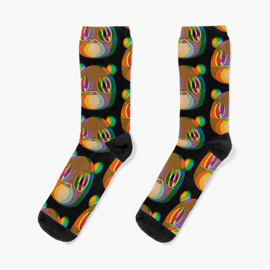 Graduation Bear Glitch  Socks