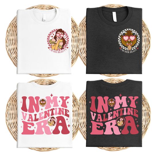 Disney Beauty Beast In My Valentine Era T-Shirt, I'm His Beauty T-Shirt, I'm Her Beast T-Shirt