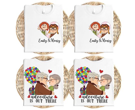 Custom Disney Up Movie T-Shirt, Carl Ellie Couple T-Shirt, Disney Valentine's Day T-Shirt