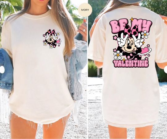 Valentine Minnie Mouse 2 Side T-Shirt, Disney Valentines Day T-Shirt