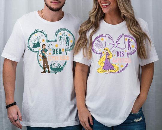 Her Flynn Rider His Rapunzel T-Shirt, Disney Princess And Prince Valentine's Day T-Shirt