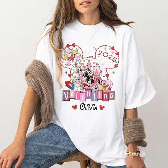 Personalized Mickey and Friends Valentine 2025 T-Shirt, Disneyland Couple T-Shirt
