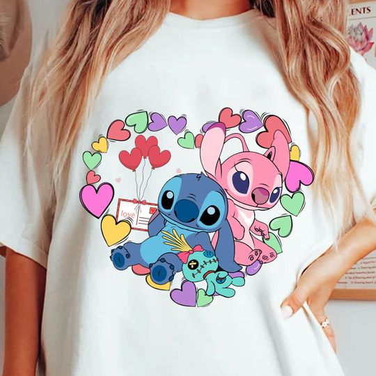 Valentine's Day T-Shirt, Stitch Valentine Character T-Shirt