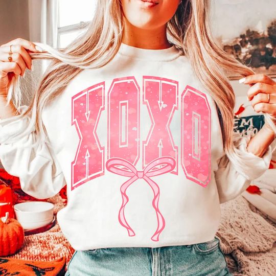 Valentines Day Sweatshirt, Valentine Pink Coquette Sweatshirt, Valentine XOXO Sweatshirt