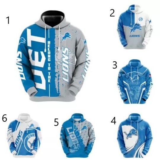 Detroit Lions Mens Pullover Hoodie Hooded Jogging Sportswear Gift