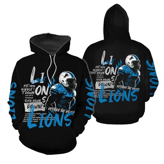 Retro Detroit Lions 3D Hoodie, Lions Football 3D Hoodie, Detroit Football 3D Hoodie