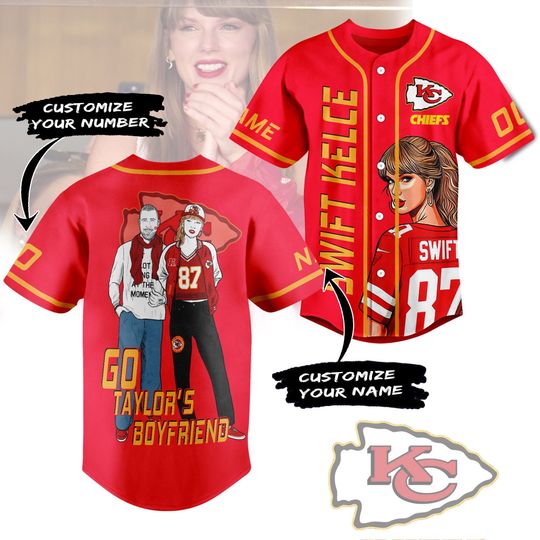 Personalized Kansas City Chiefs Baseball Jersey, Swift Kelle 87 Baseball Jersey