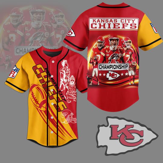 Kansas City Chiefs Baseball Jersey, Kansas City Chiefs Champions Baseball Jersey