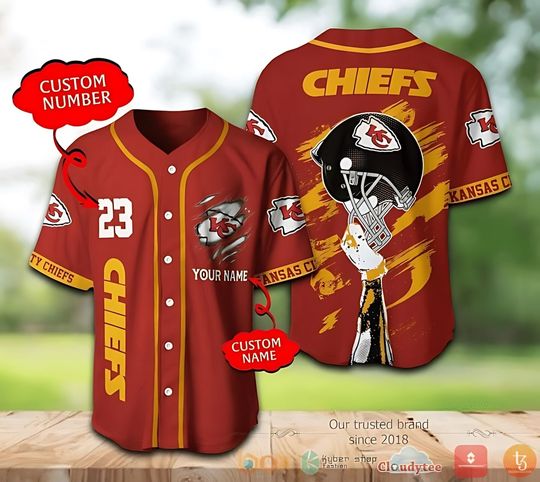Personalized Kansas City Chiefs Baseball Jersey, Kansas Chiefs Kingdom Baseball Jersey