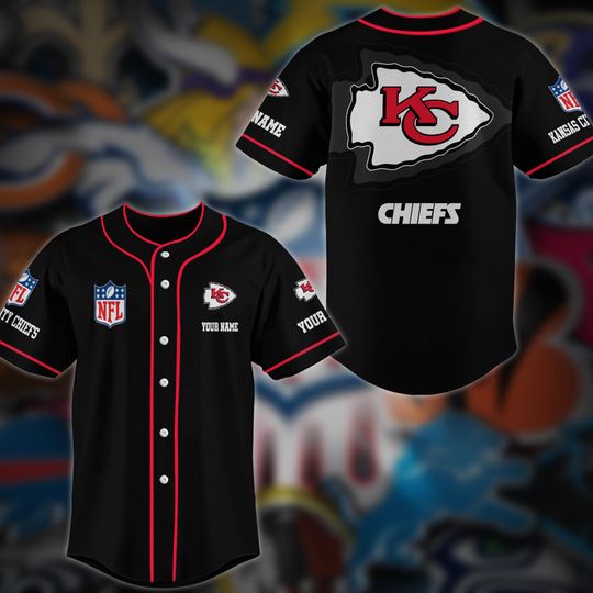 Personalized Kansas City Chiefs Baseball Jersey, Chiefs Football Baseball Jersey