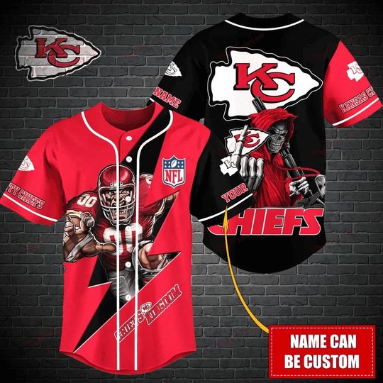 Personalized Kansas City Chiefs Baseball Jersey, Chiefs Kingdom Baseball Jersey