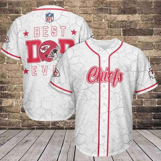 Kansas City Chiefs Baseball Jersey, Best Dad Ever Chiefs Baseball Jersey