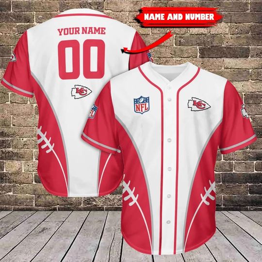 Personalized Kansas City Chiefs Baseball Jersey, Kansas Chiefs Football Team Baseball Jersey
