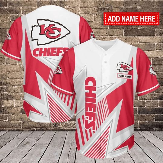 Personalized Kansas City Chiefs Baseball Jersey, Kansas City Team Football Baseball Jersey