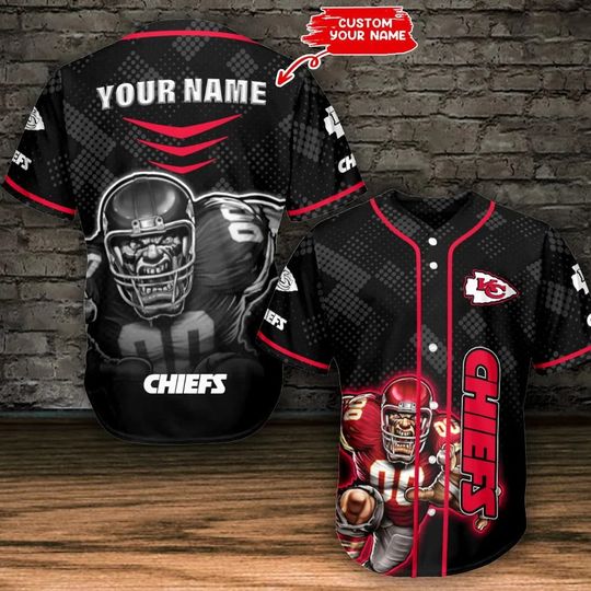 Personalized Kansas City Chiefs Baseball Jersey, Kansas Chiefs Football Team Baseball Jersey