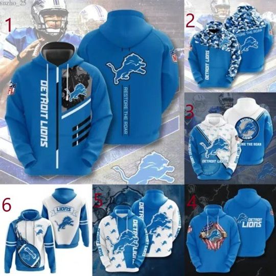 Detroit Lions Men's Pullover Hoodie Casual Jogging Outwear Coat Gift