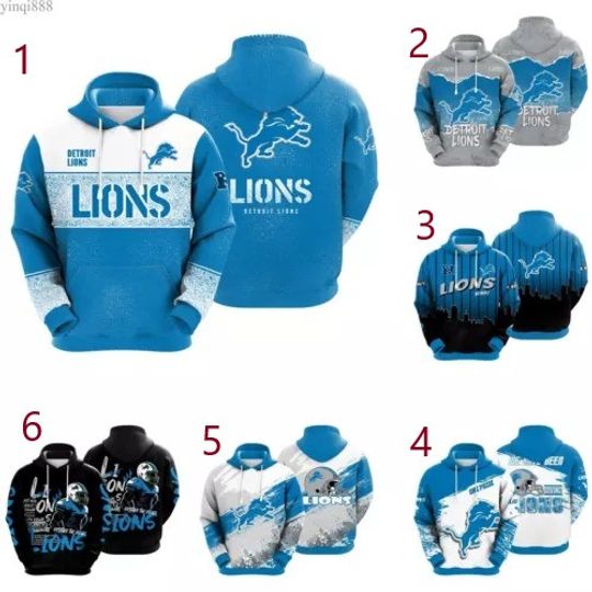 Detroit Lions Football Pullover Hoodie Hooded Lightweight Jacket Gift