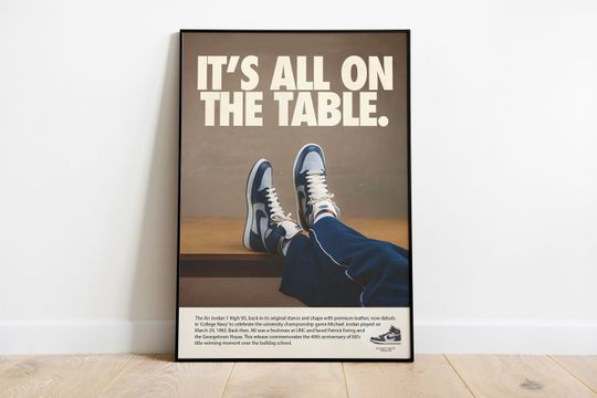 High '85 College Navy Poster, Old Retro  Poster, Vintage Poster, Sneaker Poster, Vintage Sneaker  Poster