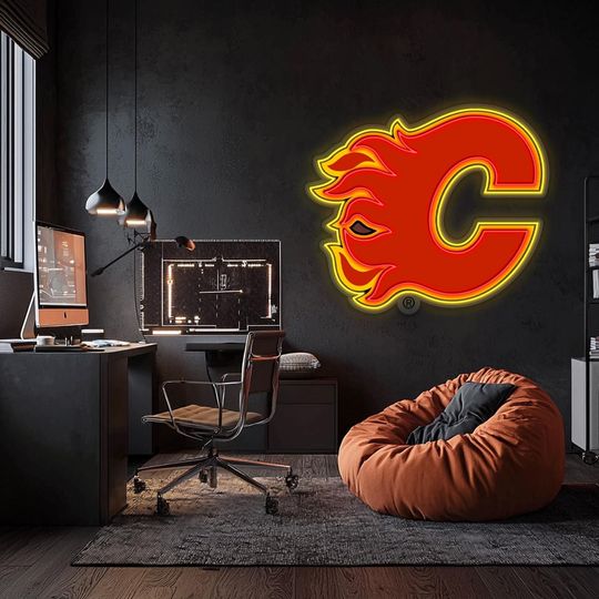 Calgary Flames UV Printed Plexi Neon Signs, Basketball Lovers Gift,  Gift For Him