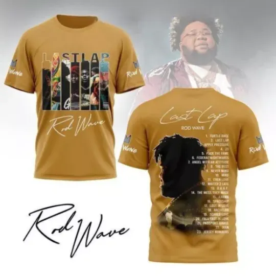 Rod Wave Last Lap Tracklist Turtle Race Apply Pressure T-Shirt Yellow