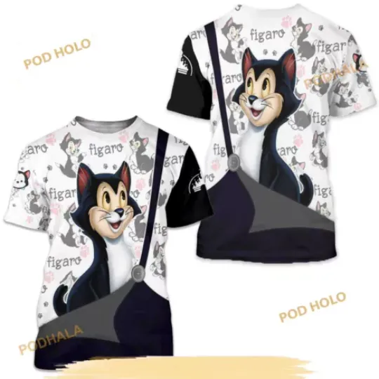 Figaro Cat Pinocchio Disney Unisex Casual Shirt 3D