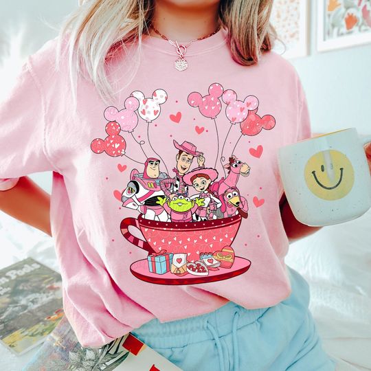 Vintage Toy Story Pink Cup Valentine Day Shirt, Disney Toy Story Love Shirt