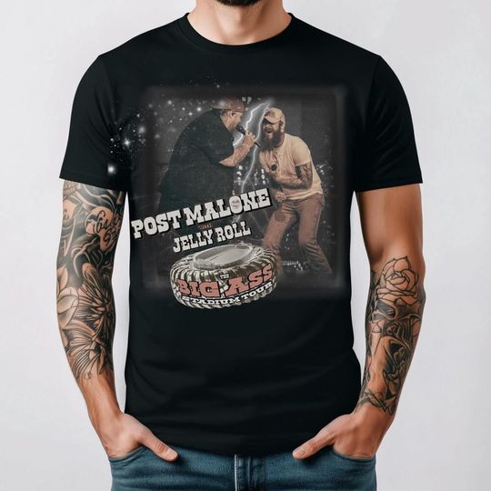 Post Malone Jelly Roll Comfort Colors Vintage Shirt, Post Malone Tour, Big Ass Stadium Tour, Posty 2025 Tour, Jelly Roll, Retro Posty 90s