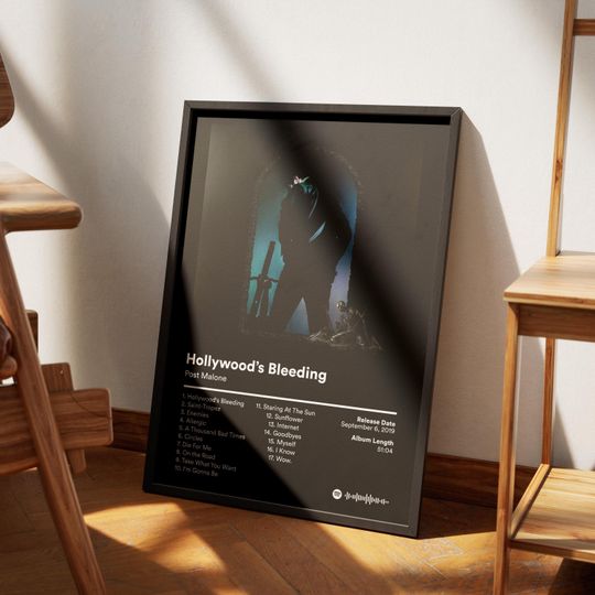 Post Malone: Hollywood's Bleeding Album Poster  Hip Hop Wall Art  Post Malone Poster  Music Decor