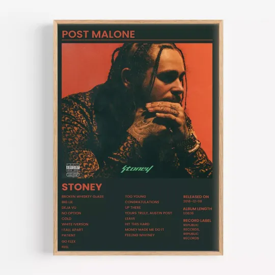 Post Malone - Stoney Album Cover Music Poster. Great gift!
