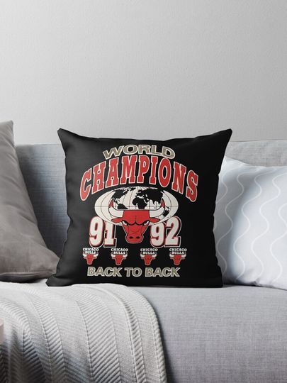 Chicago Basketball Back To Back 91-92 Basketball  Throw Pillow