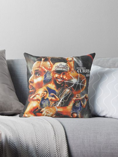 Stephen Curry All Time Champions Basketball  Throw Pillow