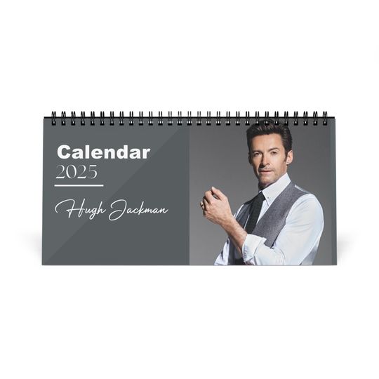 Hugh Jackman 2025 Desk Calendar | Wolverine Monthly Planner | X-Men Actor Gift | Marvel Superhero Memorabilia | Office Decor