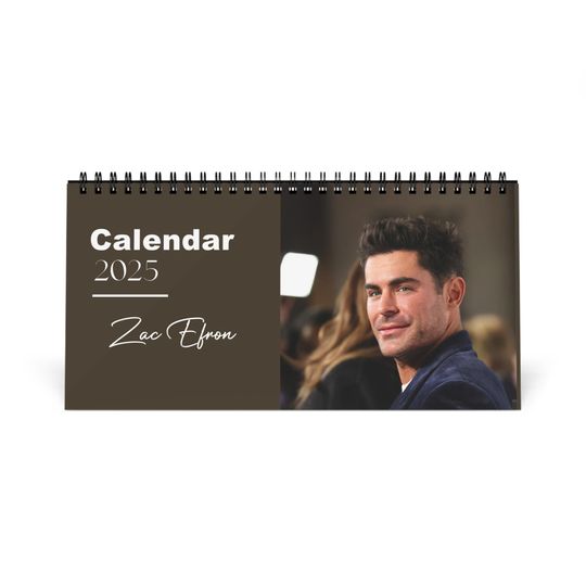 Zac Efron 2025 Desk Calendar | Actor Monthly Planner | Zac Efron Gift | High School Musical Calendar | Office Decor