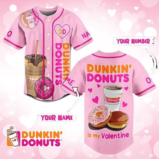 Valentine Dunkin Donuts Is My Valentine Baseball Jersey, Dunkie Junkie Shirt, Coffee Lovers Shirt, Valentine Gift For Her, Dunkin Donuts Fan Gift