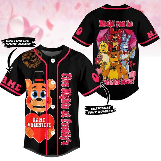 Valentine Five Nights At Freddy's Baseball Baseball Jersey, Be My Valentine Baseball Jersey, Horror Video Game Baseball Shirt, Cute Baseball Jersey