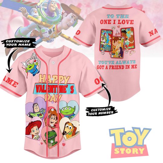 Valentine Baseball Jersey, Disney Pixar Jersey For Couple, To Infinity And Beyond Couple Button Shirt, Disneyland Family Shir